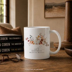 100. Geburtstagsgeschenk Weiße Kürbis Herbstblumen Kaffeetasse