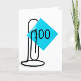 100. Geburtstagsnotiz auf einer Papierklammer Karte