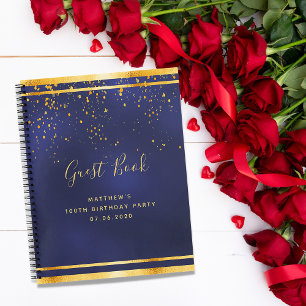 100. Geburtstagsparty 100 Dunkelblau Gold Gästebuc Notizbuch