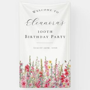 100. Geburtstagsparty August Birth Blume Willkomme Banner