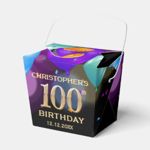 100. Geburtstagsparty Black and Gold Ballons Geschenkschachtel