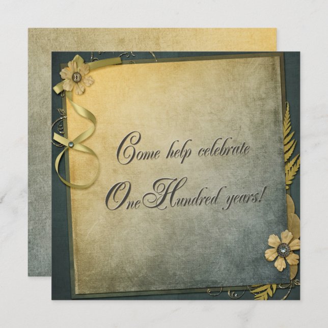 100. Geburtstagsparty Einladung (Vorne/Hinten)