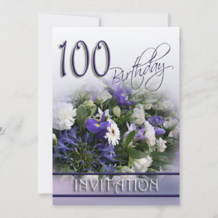 100. Geburtstagsparty Einladung - Blue Bouquet