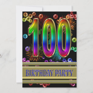 100. Geburtstagsparty Einladung mit Blasen