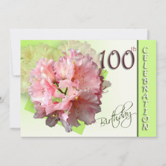 100. Geburtstagsparty Einladung, Rosa Rhododendron Einladung