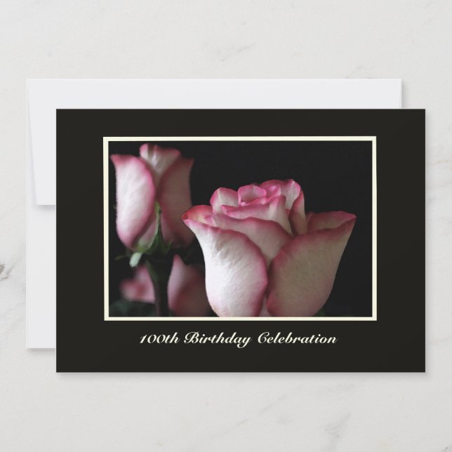 100. Geburtstagsparty Einladung Rose (Vorderseite)