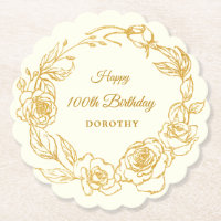 100. Geburtstagsparty Gold Rose Elfenbeinweiß