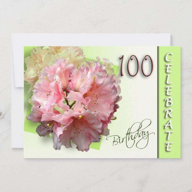 100. Geburtstagsparty - Rhododendron Einladung (Vorderseite)