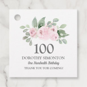 100. Geburtstagsparty Rosa Eukalyptus Geschenkanhänger