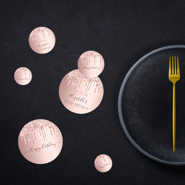 100. Geburtstagsparty Rose Gold Glitzer Tropfen pi Konfetti (Von Creator hochgeladen)