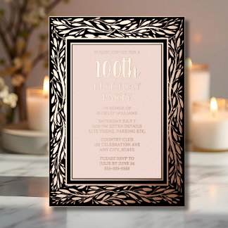 100. Geburtstagstextur Elegant floral Folieneinladung