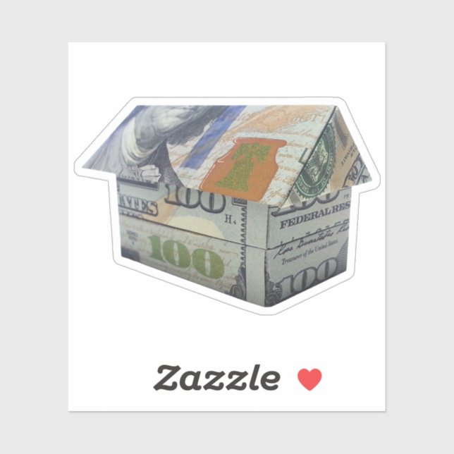 $100 Geld Origami Haus Aufkleber (Blatt)