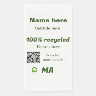 100 % gerecycelt Q R-Code hier Geschäftsname hinzu Serviette