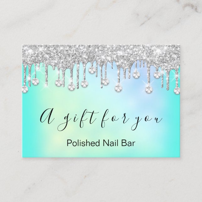 100 Geschenkgutachten Nais Holograph Silver Tropfe Visitenkarte (Vorderseite)