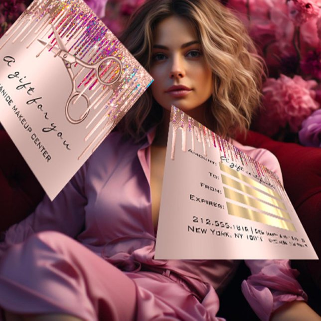 100 Geschenkgutschein Friseur Holograph Tropfen Visitenkarte (100 Gift Certificate Hairdresser Holograph Drips)