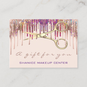 100 Geschenkgutschein Friseur Schere Tropfen Gold Visitenkarte