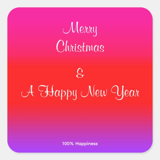 100 % Glück Fest Magenta Red Lila Ombre Quadratischer Aufkleber (Vorderseite)