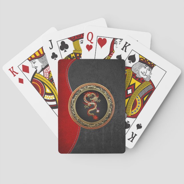 [100] Goldener chinesischer Drache Fucanglong Spielkarten (Rückseite)