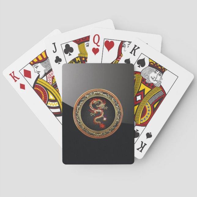 [100] Goldener chinesischer Drache Fucanglong Spielkarten (Rückseite)