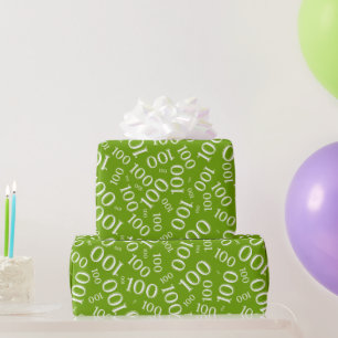 100. Green/White Random Number Pattern Medium Geschenkpapier