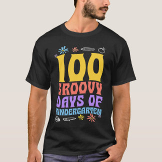 100 Groovy Days Of Kindergarten School 60s 70s Sty T-Shirt