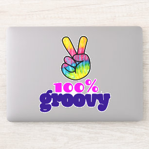 100% Groovy mit Rainbow Hand Peace Sign Aufkleber