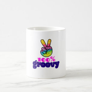 100% Groovy mit Rainbow Hand Peace Sign Tasse