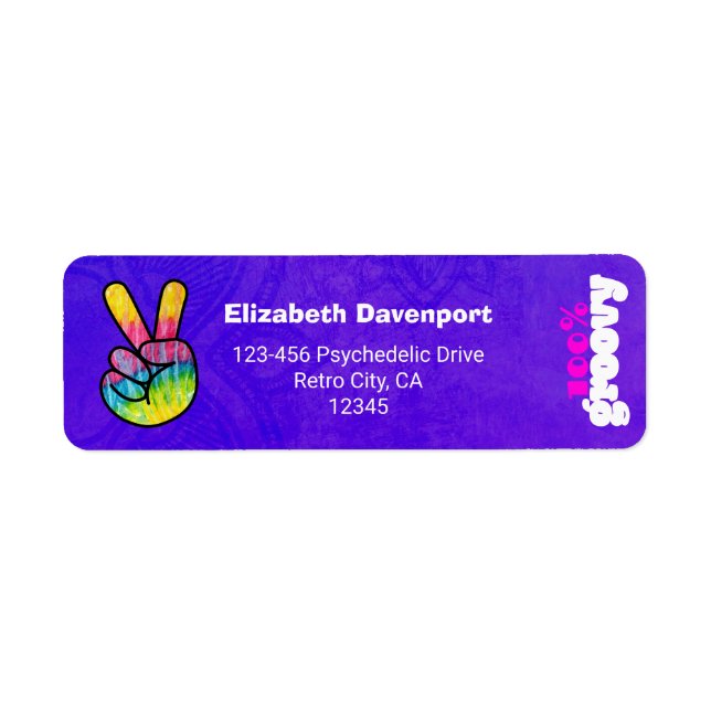 100% Groovy Rainbow Hand Peace Sign (Vorne)