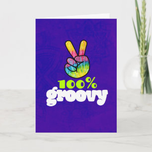 100% Groovy Rainbow Hand Peace Sign Birthday Karte