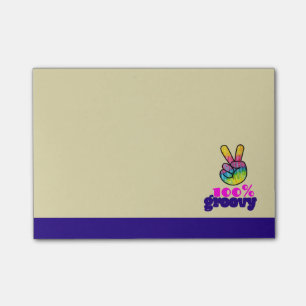 100% Groovy Rainbow Hand Peace Sign Post-it Klebezettel