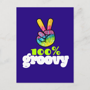 100% Groovy Rainbow Hand Peace Sign Postkarte