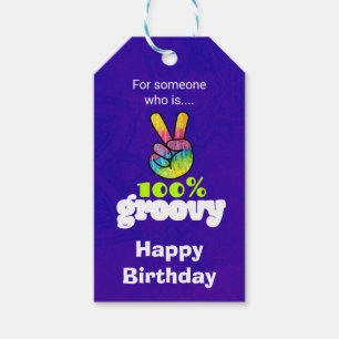 100% Groovy Regenbogen-Hand-Friedenszeichen Geburt Geschenkanhänger
