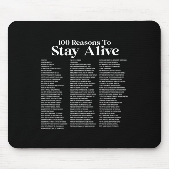 100 Gründe für den Bleibe der Suizidprävention 988 Mousepad (Vorne)