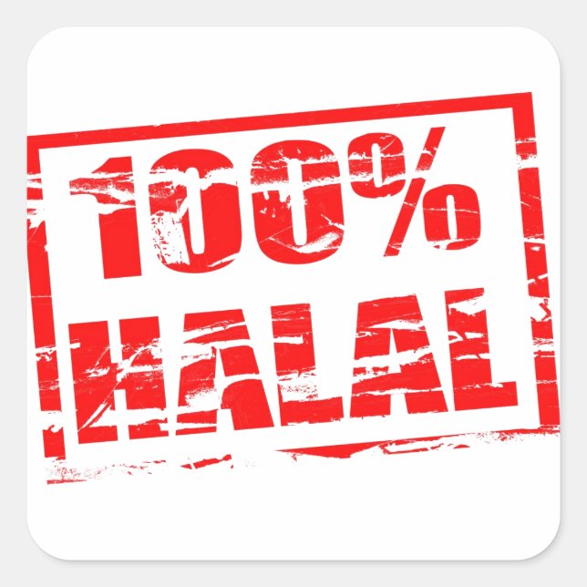100 % Halal Quadratischer Aufkleber (Vorderseite)