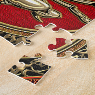 [100] Heiliger Goldener Skorpion auf Rot Puzzle