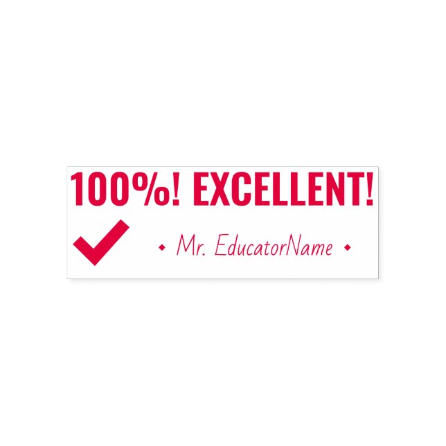 "100%! HERVORRAGEND!" Instructor Rubber Briefmarke Permastempel (Design)