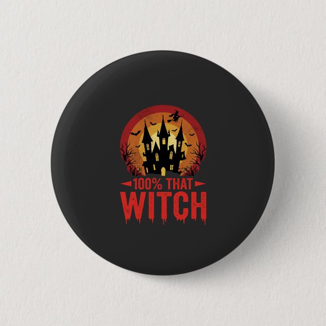 100% Hexen Halloween Schloss Button (Vorderseite)