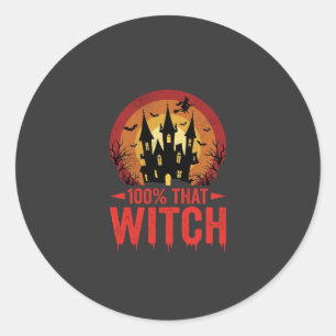 100% Hexen Halloween Schloss Runder Aufkleber
