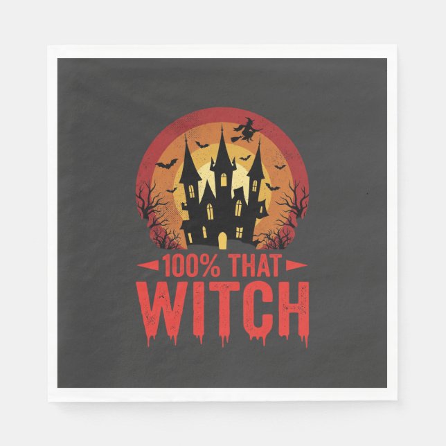 100% Hexen Halloween Schloss Serviette (Vorderseite)