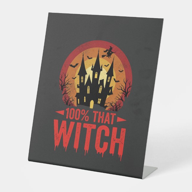 100% Hexen Halloween Schloss Sockelschild (Vorderseite)