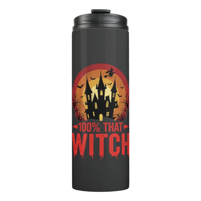 100% Hexen Halloween Schloss Thermosbecher (Vorderseite)
