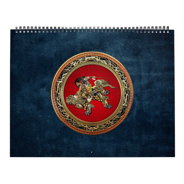 [100] Hokusai - Shoki Riding Shishi Lion Kalender (Titelbild)