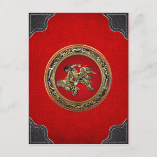 [100] Hokusai - Shoki Riding Shishi Lion Postkarte