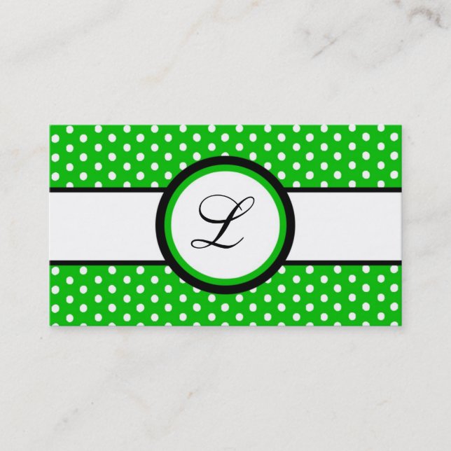 100 Hot Green White Punkt Pokadot Business Card Visitenkarte (Vorderseite)