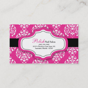 100 Hot Pink Damask Nageldesigner Visitenkarte