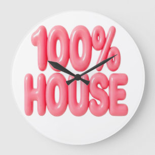 100% HOUSE PINK SCHRIFTARTEN GROßE WANDUHR