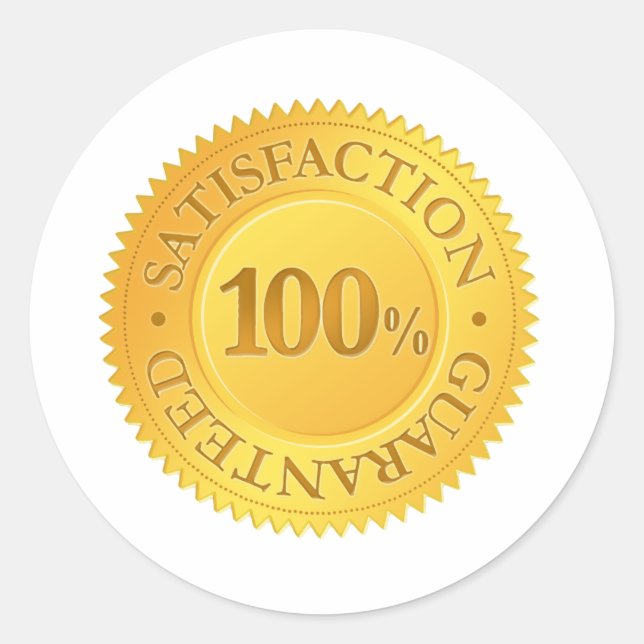 100%ige Garantie Runder Aufkleber (Vorderseite)