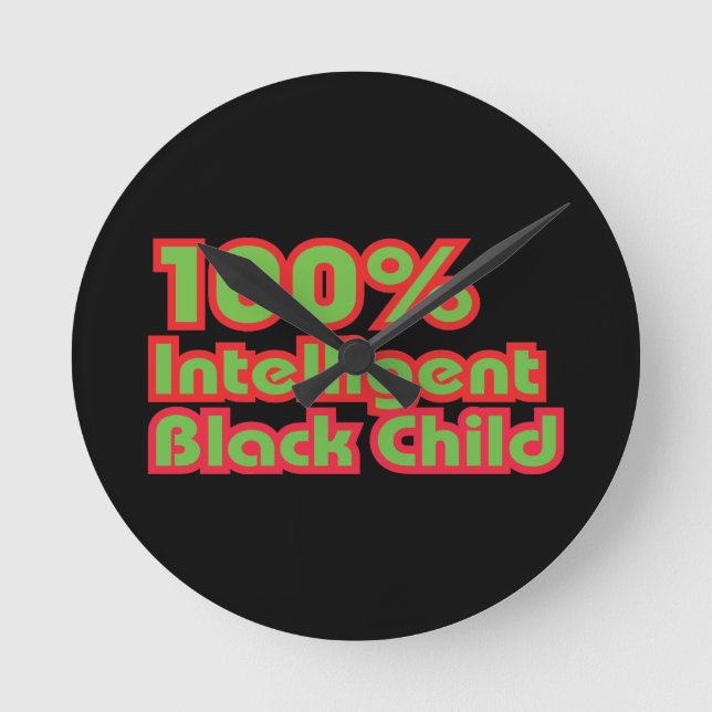 100 % Intelligentes schwarzes Kind Runde Wanduhr (Vorderseite)