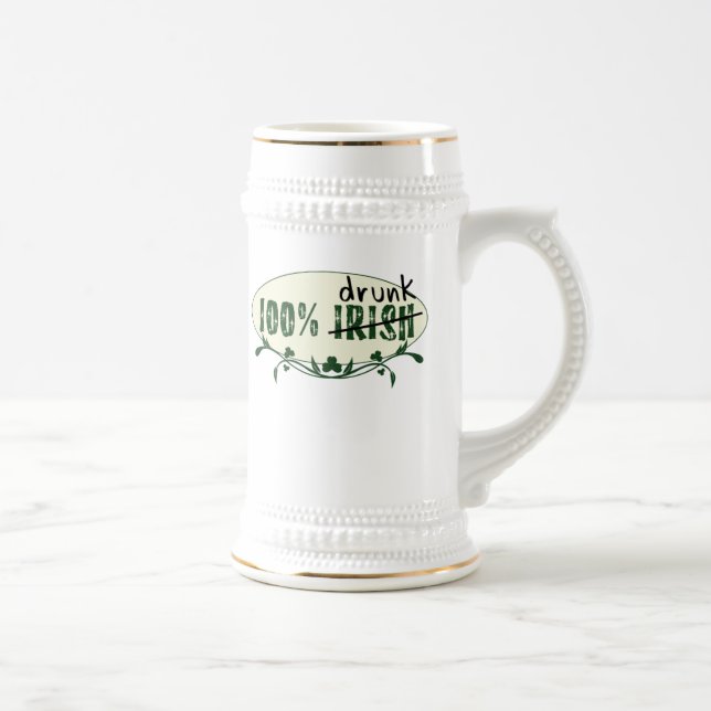 100 % Irish Betrunken Stein Bierglas (Rechts)