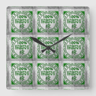100% Irish Graffiti Wall Quadratische Wanduhr
